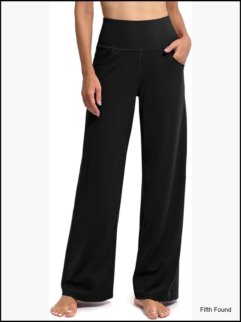 Wide Leg Yoga Pants With Pockets High Waist Loose Lounge Sweatpants 31in Inseam